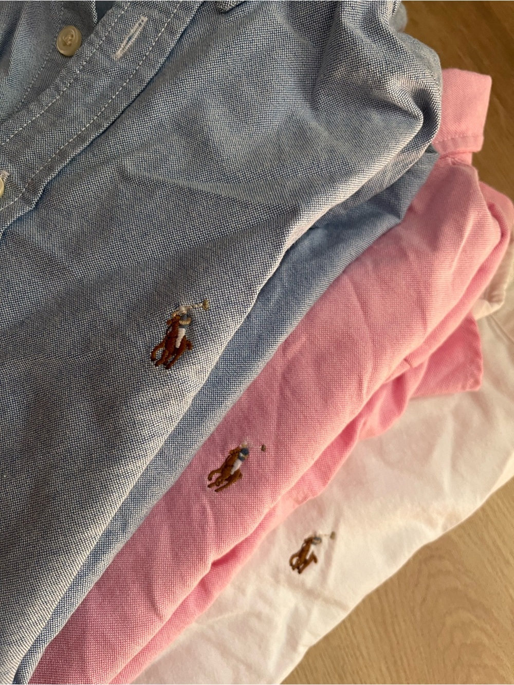 Bundle 3Polo Ralph Lauren Classic Polo Oxford Shirt - Blue, Pink, White 10 - 12